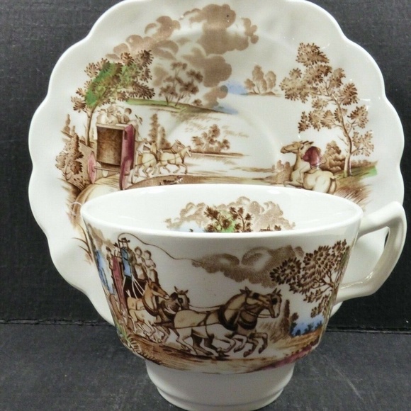 Ridgway Potteries Catching Mail Tea Cup & Saucer set Staffordshire England - Picture 10 of 10